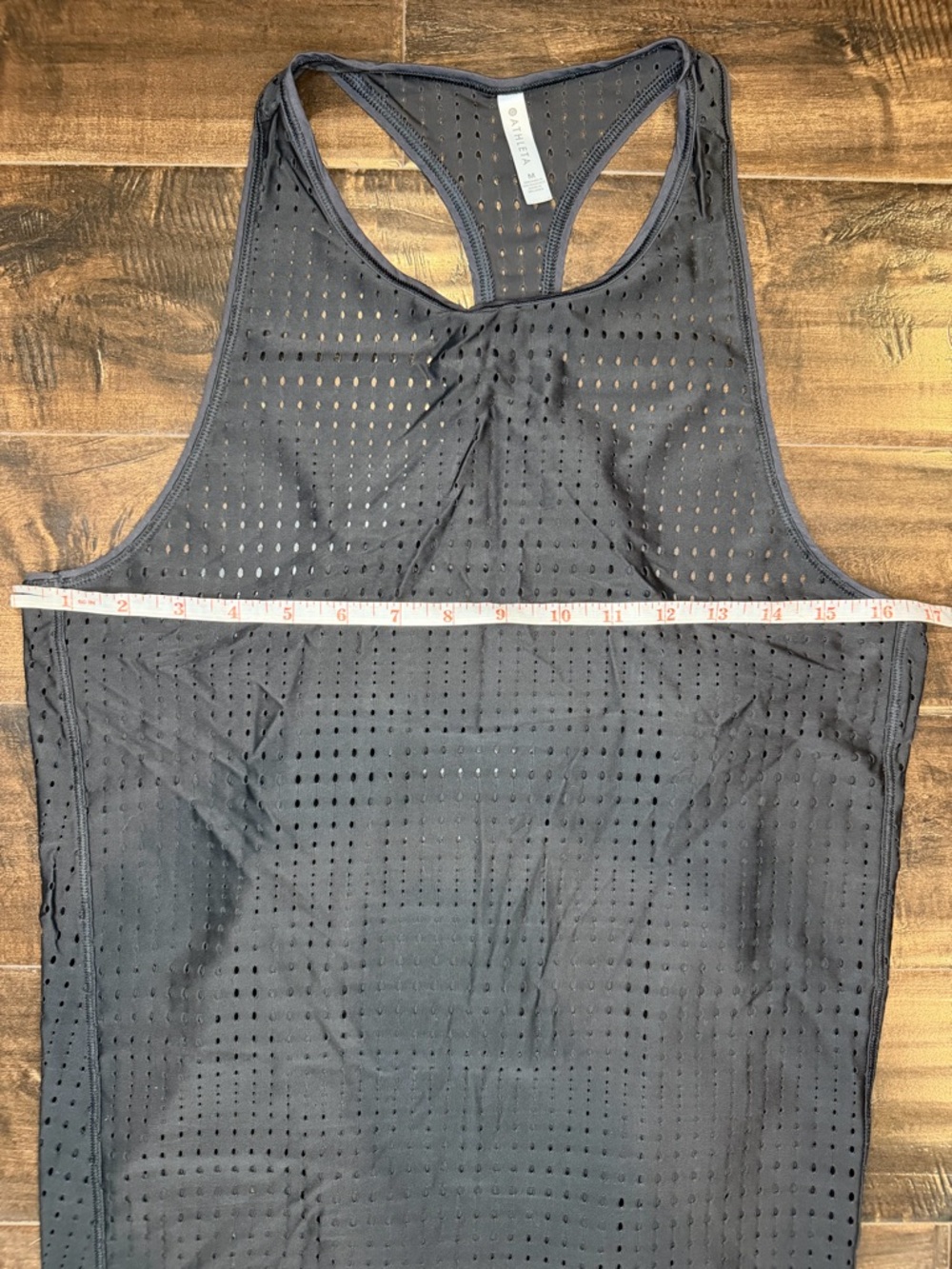 Athleta Black Laser Cut Mesh Racerback Tank Top Size M Training Gym Yoga - Picture 5 of 8